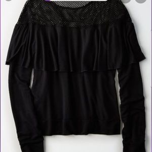 DON'T ASK ME WHY  RUFFLE MESH TOP S